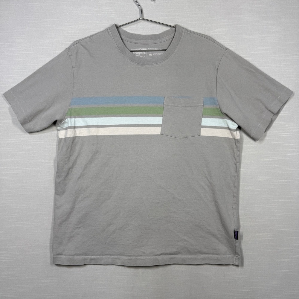 Patagonia Cotton in Conversion Pocket Tee Mens Large Gray Midweight Regular Fit‎